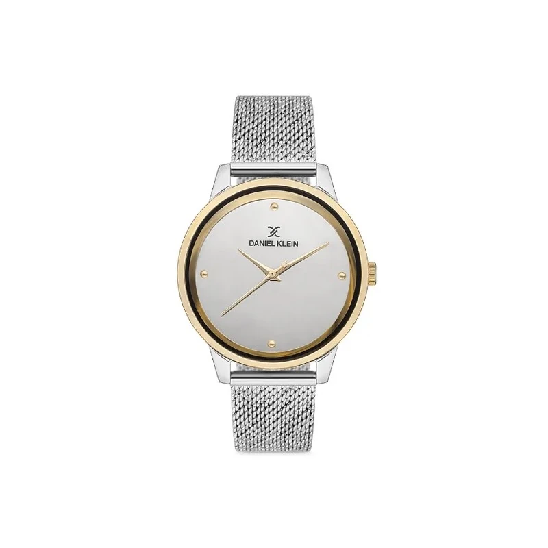 Relógio Analógico Feminino Daniel Klein DK.1.12686-4 Premium Ladies / Pulseira de Malha Metálica - Prata/Dourado