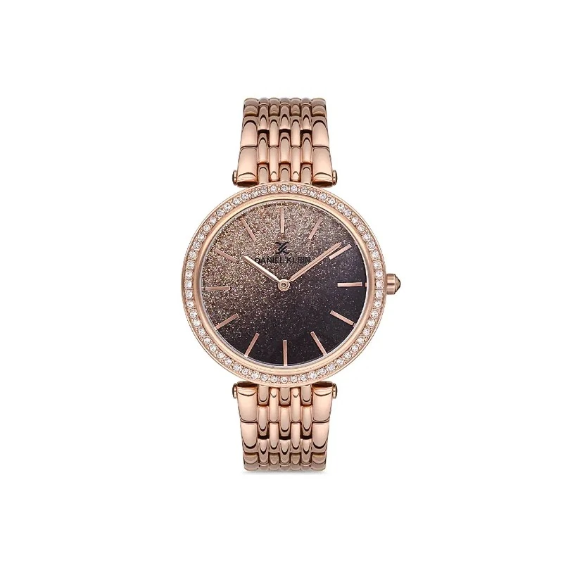 Relógio Analógico Feminino Daniel Klein DK.1.12687-3 Premium Ladies / Pulseira de Aço Inoxidável - Rose Gold Glitter