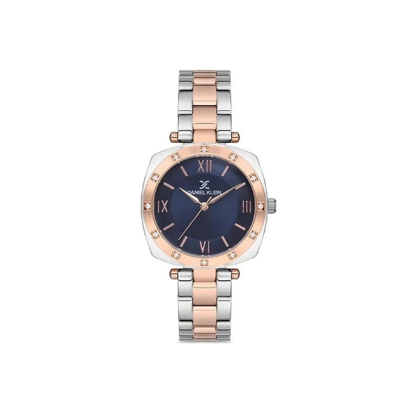 Relógio Analógico Feminino Daniel Klein DK.1.12688-5 Premium Ladies / Pulseira de Aço Inoxidável - Prata/Rose Gold/Azul