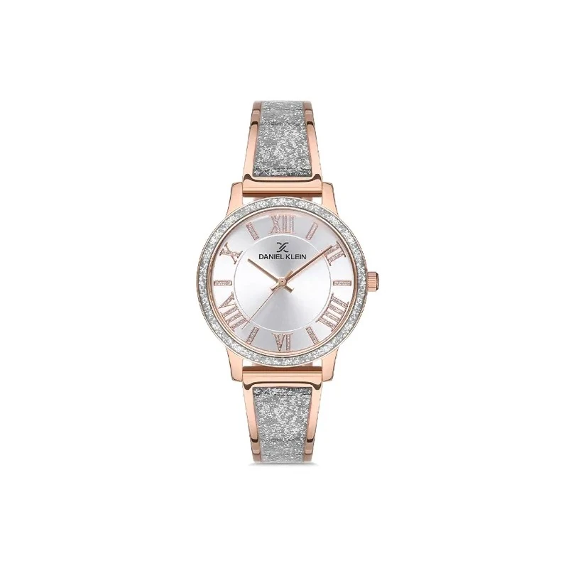 Relógio Analógico Feminino Daniel Klein DK.1.12726-1 Premium Ladies / Pulseira de Aço Inoxidável - Prata/Rose Gold