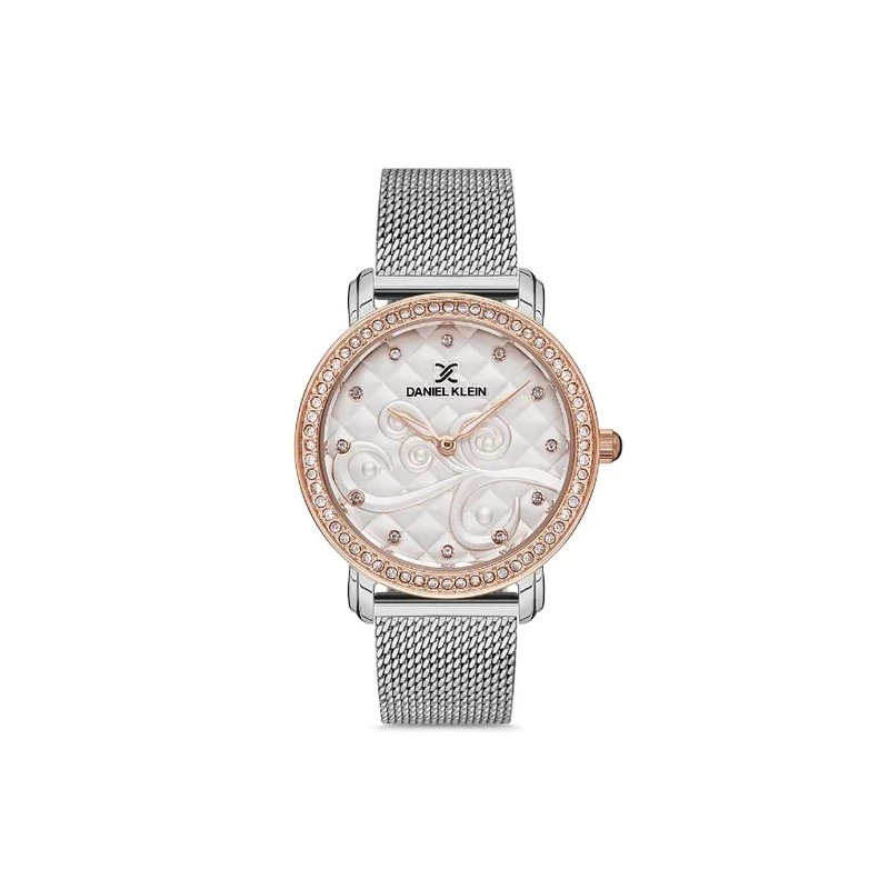 Relógio Analógico Feminino Daniel Klein DK.1.12730-6 Premium Ladies / Pulseira de Malha - Prata/Rose Gold
