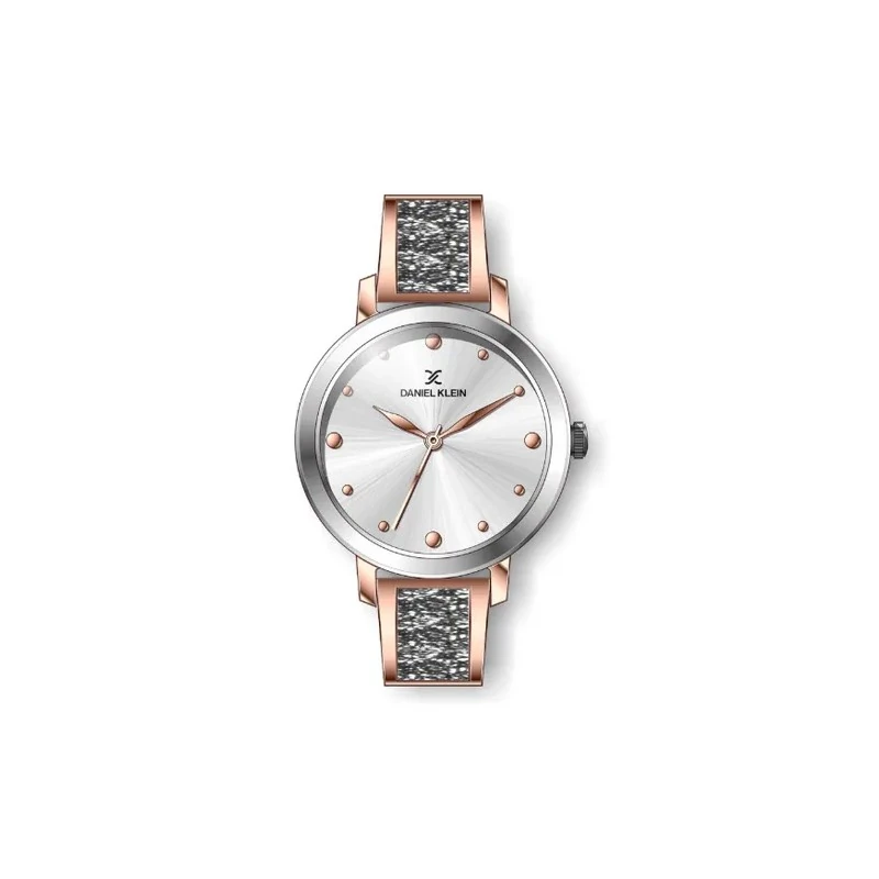 Relógio Analógico Feminino Daniel Klein Premium DK.1.12450-4 - Prata e Rosa Ouro
