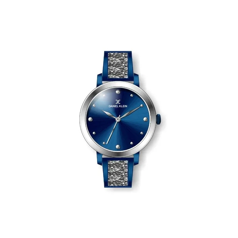 Relógio Analógico Feminino Daniel Klein Premium DK.1.12450-6 - Prata e Azul