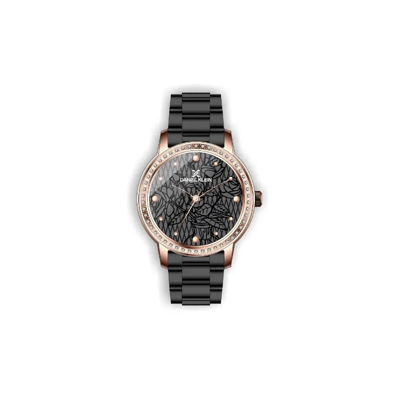 Relógio Analógico Feminino Daniel Klein Premium DK.1.12497-2 - Rosa Ouro e Preto