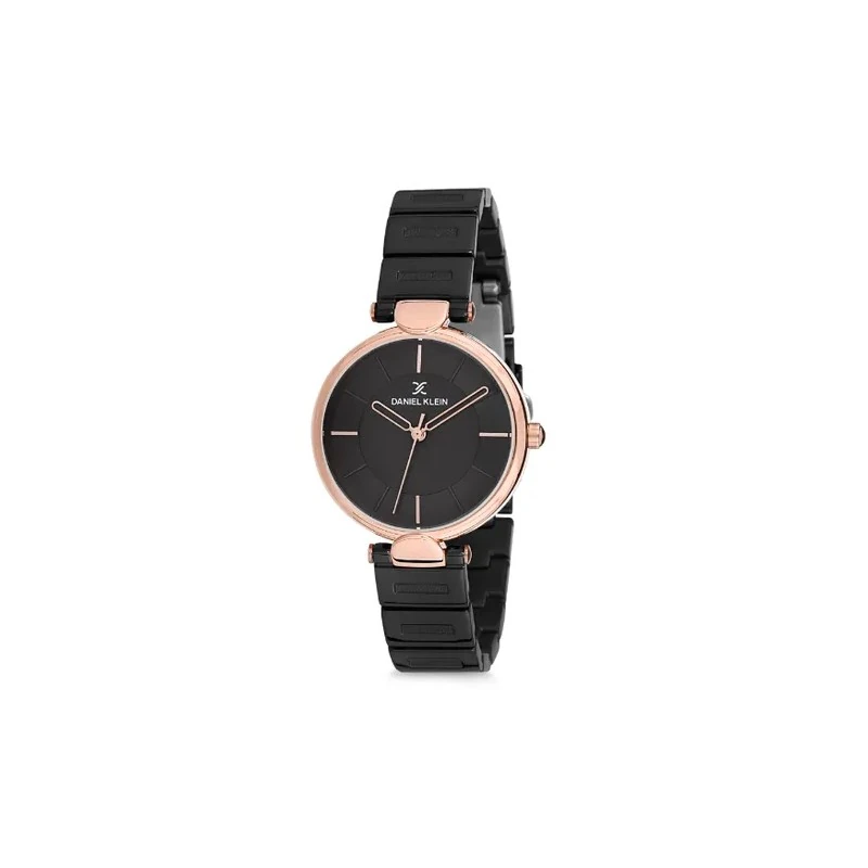 Relógio Analógico Feminino Daniel Klein Premium DK12190-6 - Preto e Rosa Ouro