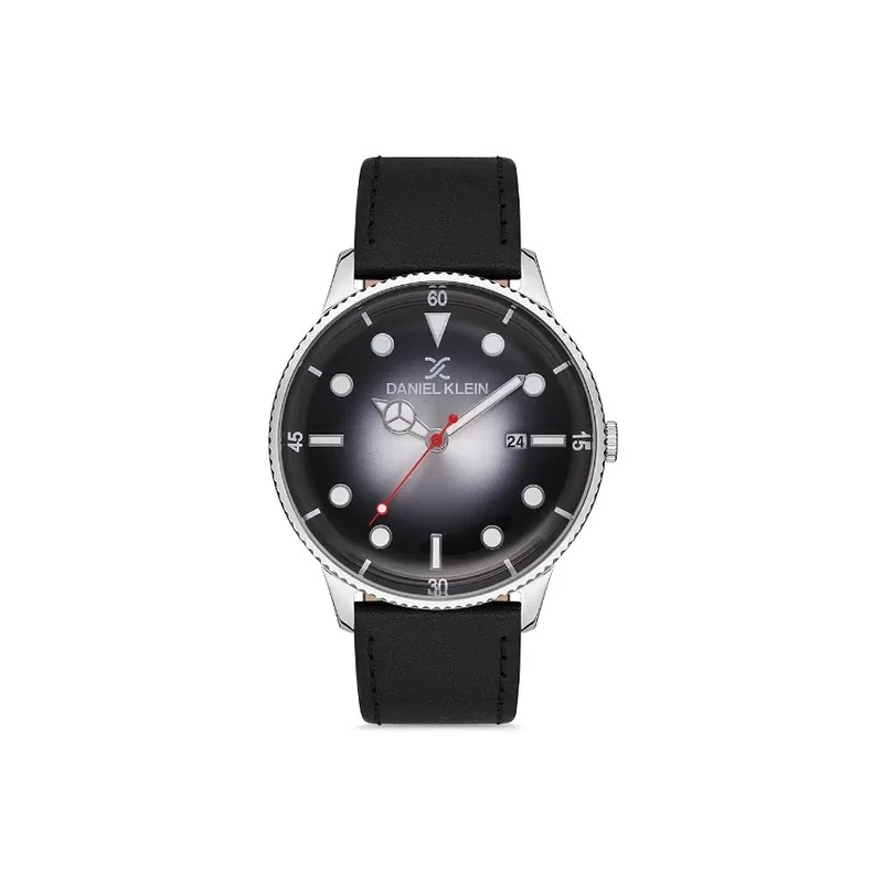 Relógio Analógico Masculino Daniel Klein DK.1.12668-1 Premium Gents / Pulseira de Couro Genuíno - Preto/Prata