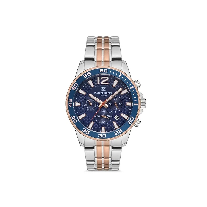 Relógio Analógico Masculino Daniel Klein DK.1.12675-4 Exclusive Gents / Pulseira de Aço Inoxidável - Prata/Azul/Dourado