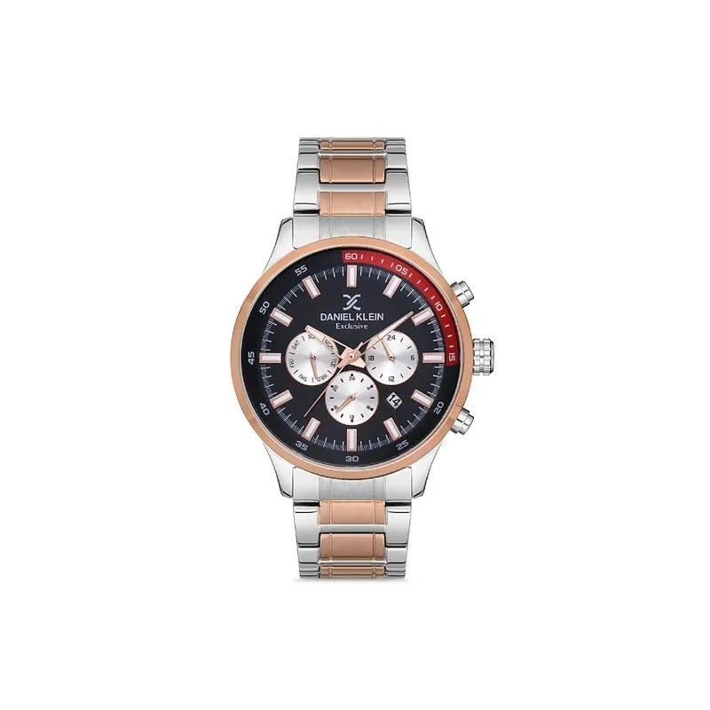 Relógio Analógico Masculino Daniel Klein DK.1.12732-4 Exclusive Gents / Pulseira de Aço Inoxidável - Prata/Rose Gold