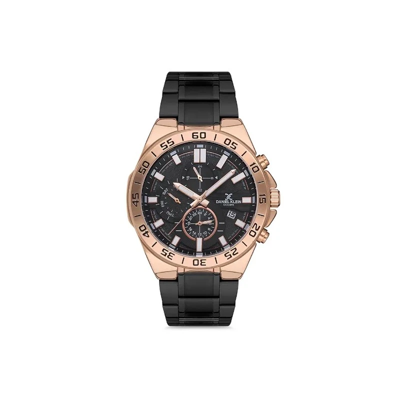 Relógio Analógico Masculino Daniel Klein DK.1.12733-3 Exclusive Gents / Pulseira de Aço Inoxidável - Preto/Rose Gold