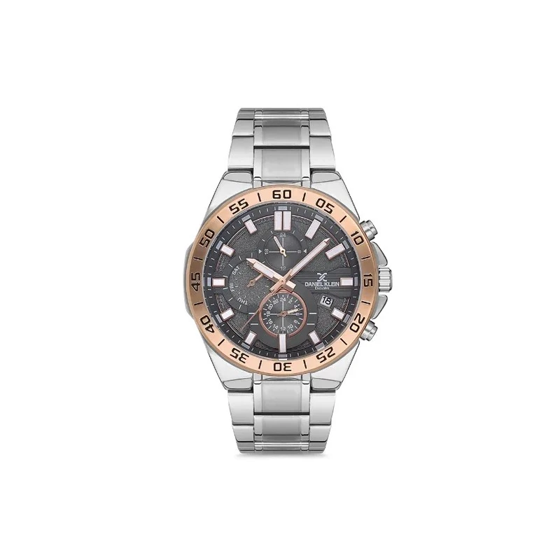 Relógio Analógico Masculino Daniel Klein DK.1.12733-5 Exclusive Gents / Pulseira de Aço Inoxidável - Prata/Rose Gold