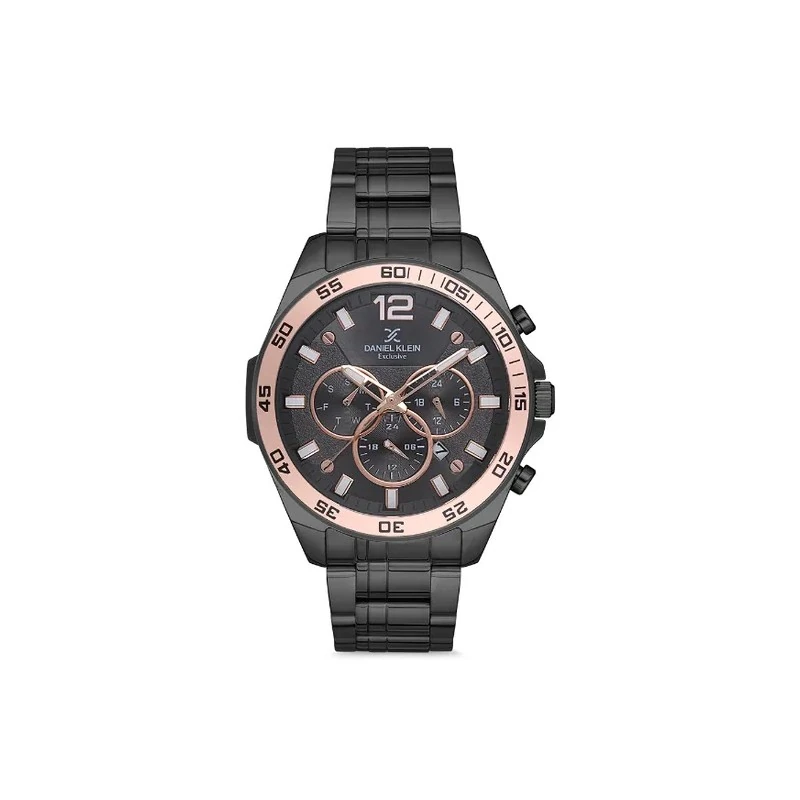 Relógio Analógico Masculino Daniel Klein DK.1.12734-4 Exclusive Gents / Pulseira de Aço Inoxidável - Preto/Rose Gold