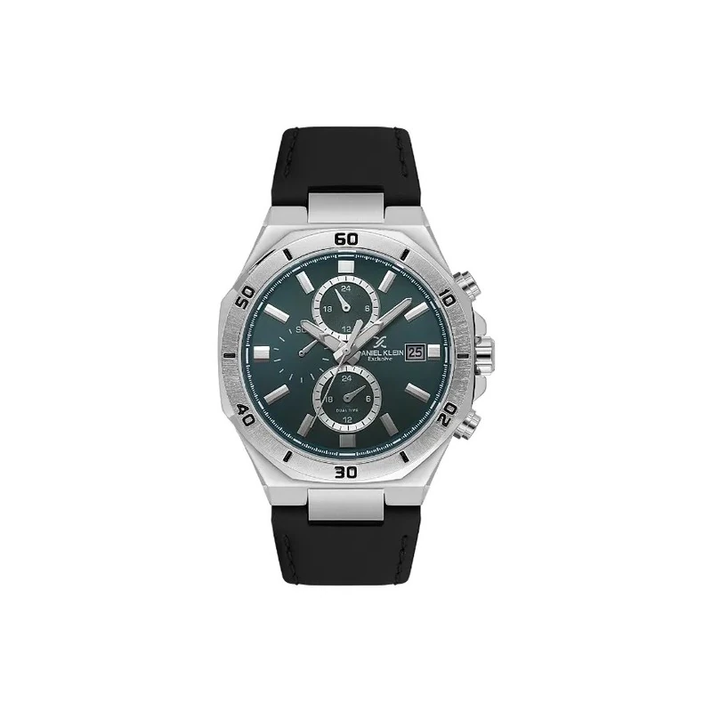 Relógio Analógico Masculino Daniel Klein DK.1.14003-3 Exclusive Gent / Pulseira de Couro - Preto/Prata/Verde