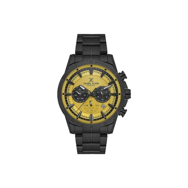 Relógio Analógico Masculino Daniel Klein DK.1.14005-4 Exclusive Gent / Pulseira de Aço Inoxidável - Preto/Amarelo