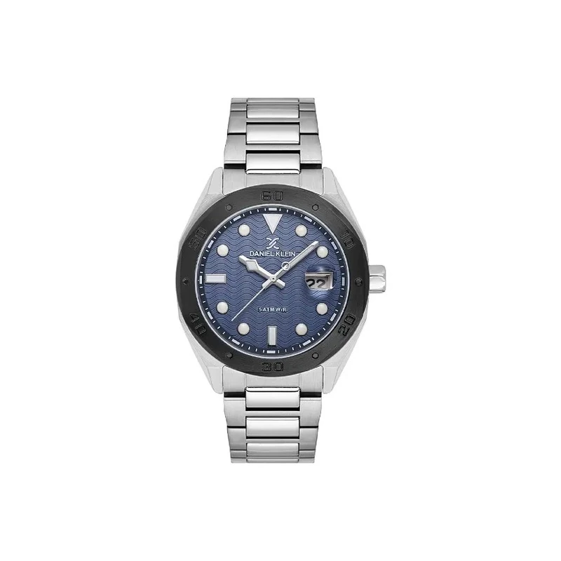 Relógio Analógico Masculino Daniel Klein DK.1.14076-4 Premium Gent / Pulseira de Aço Inoxidável - Prata/Azul