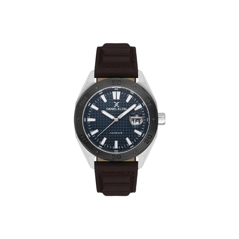 Relógio Analógico Masculino Daniel Klein DK.1.14077-5 Premium / Pulseira de Couro - Preto/Marrom