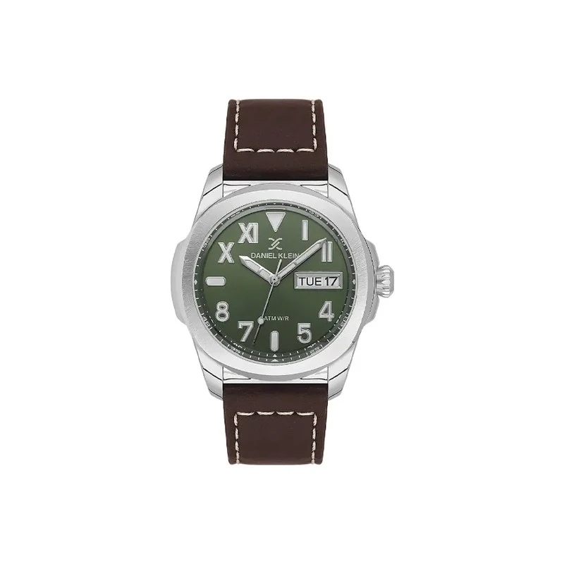 Relógio Analógico Masculino Daniel Klein DK.1.14078-4 Premium Homem / Pulseira de Couro - Marrom/Verde