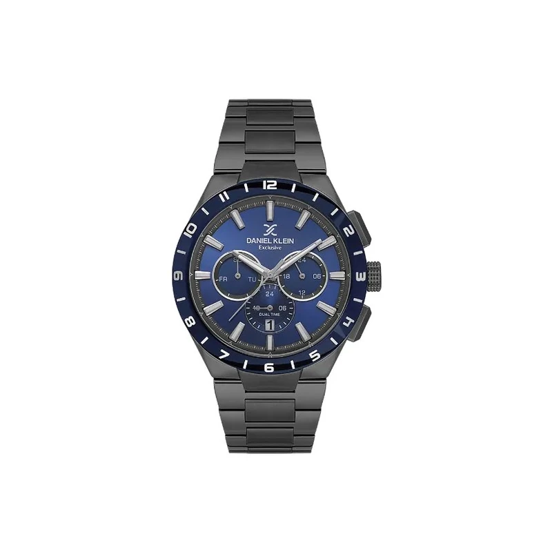 Relógio Analógico Masculino Daniel Klein DK.1.14079-4 Exclusive Gents / Pulseira de Aço Inoxidável - Preto/Azul