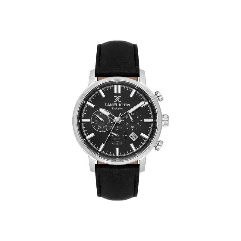 Relógio Analógico Masculino Daniel Klein DK.1.14229-2 Exclusive Gent / Pulseira de Couro - Preto/Prata