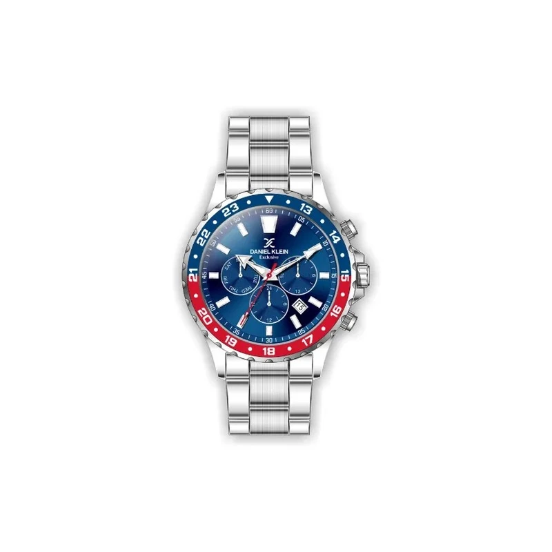 Relógio Analógico Masculino Daniel Klein Exclusive DK.1.12333-3 - Prata e Azul