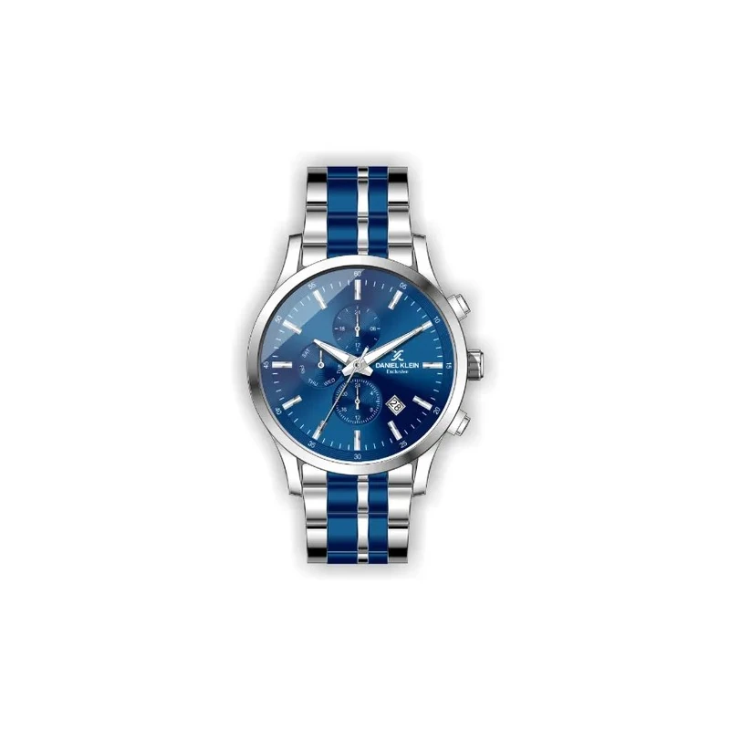 Relógio Analógico Masculino Daniel Klein Exclusive DK.1.12366-3 - Prata e Azul