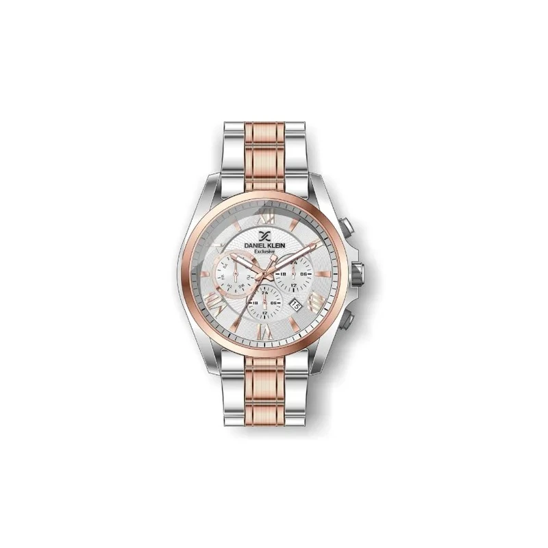 Relógio Analógico Masculino Daniel Klein Exclusive DK.1.12454-6 - Rosa Ouro e Prata