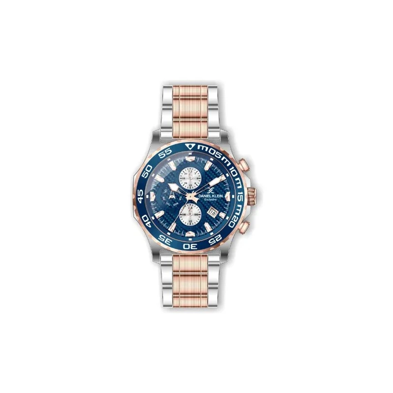Relógio Analógico Masculino Daniel Klein Exclusive DK.1.12472-6 - Prata e Rosa Ouro