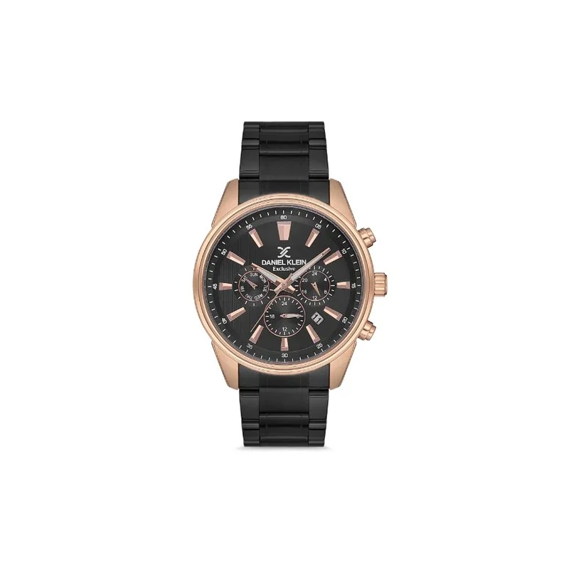 Relógio Analógico Masculino Daniel Klein Exclusive DK.1.12588-3 - Preto/Rosa Ouro