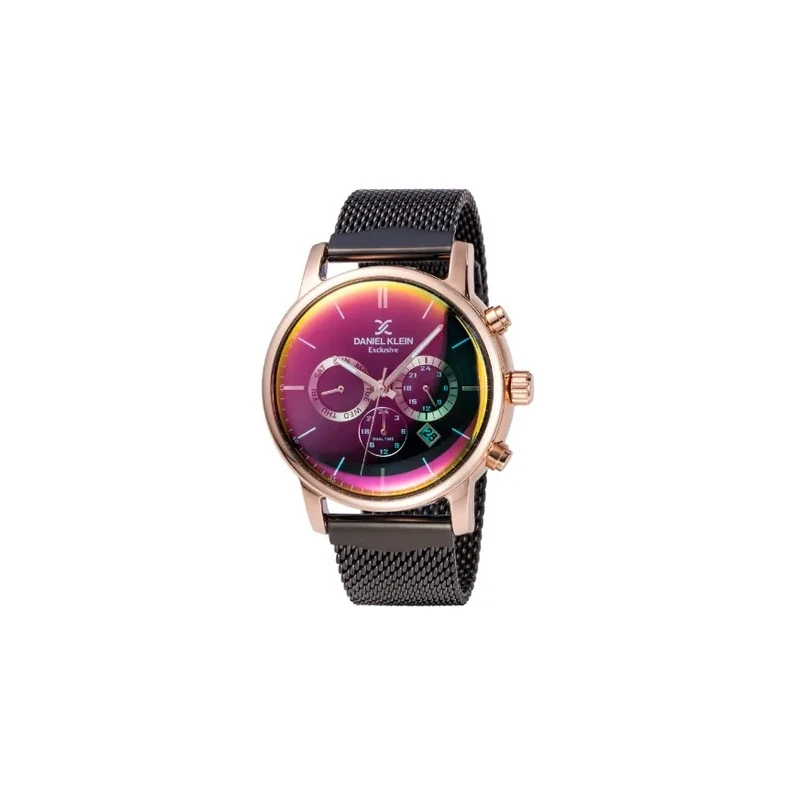 Relógio Analógico Masculino Daniel Klein Exclusive DK12006-6 - Preto/Rosa Ouro