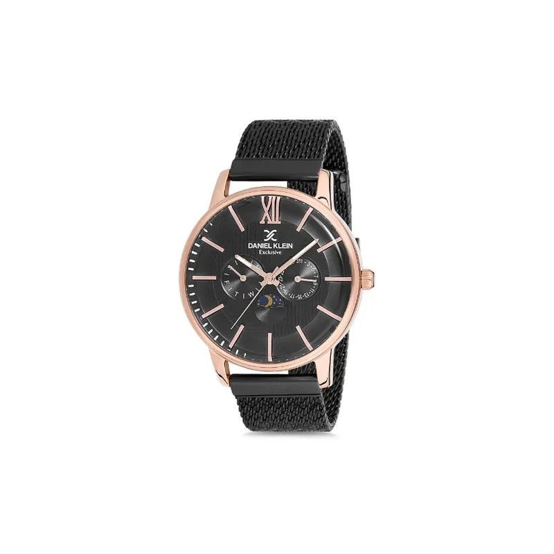 Relógio Analógico Masculino Daniel Klein Exclusive DK12120-6 - Preto e Rosa Ouro