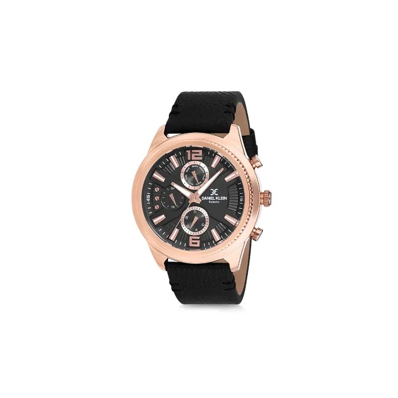 Relógio Analógico Masculino Daniel Klein Exclusive DK12171-2 - Preto e Rosa Ouro