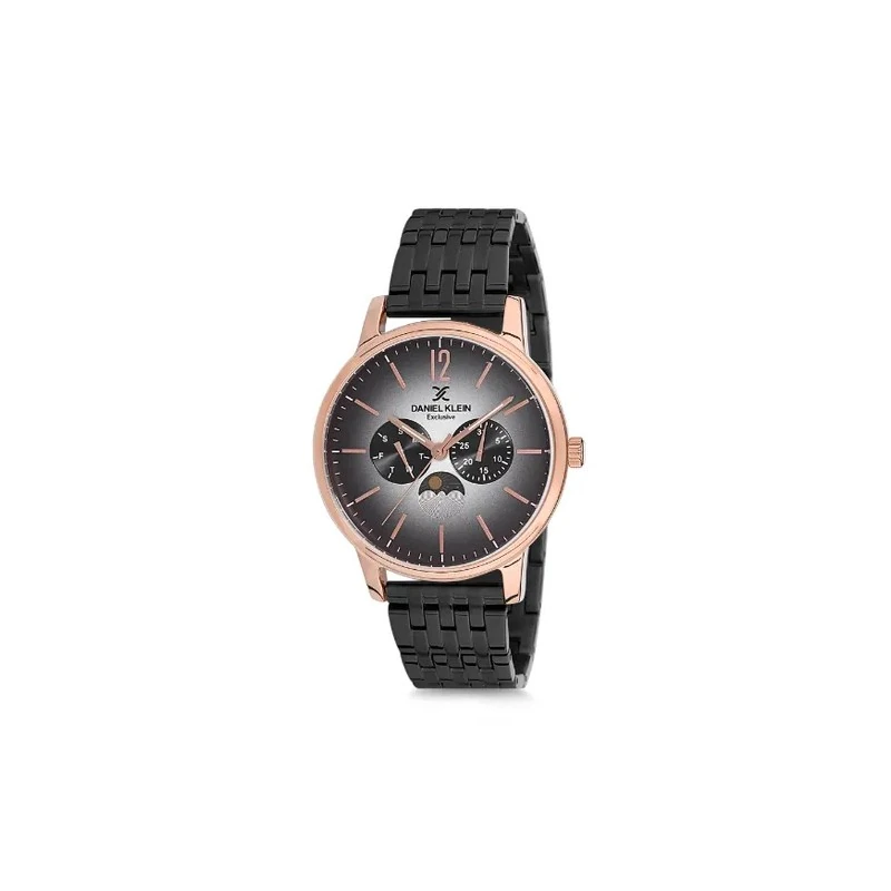 Relógio Analógico Masculino Daniel Klein Exclusive DK12226-2 - Preto e Rosa Ouro