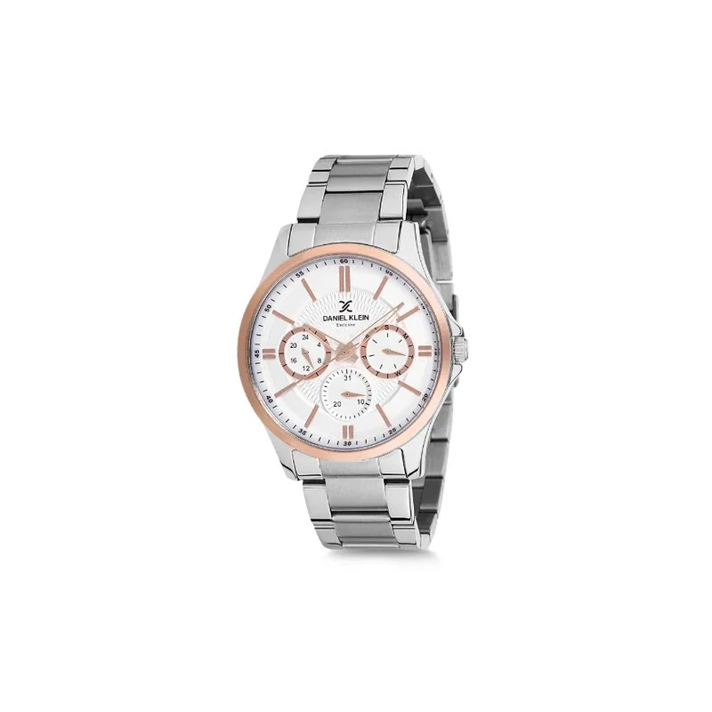 Relógio Analógico Masculino Daniel Klein Exclusive DK12239-3 - Prata e Rosa Ouro