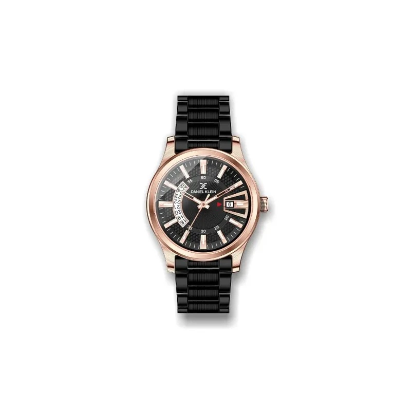 Relógio Analógico Masculino Daniel Klein Premium DK.1.12313-4 - Preto e Rosa Ouro