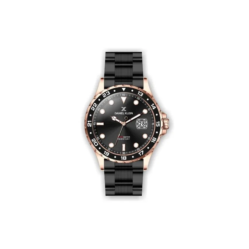 Relógio Analógico Masculino Daniel Klein Premium DK.1.12350-3 - Preto e Rosa Ouro