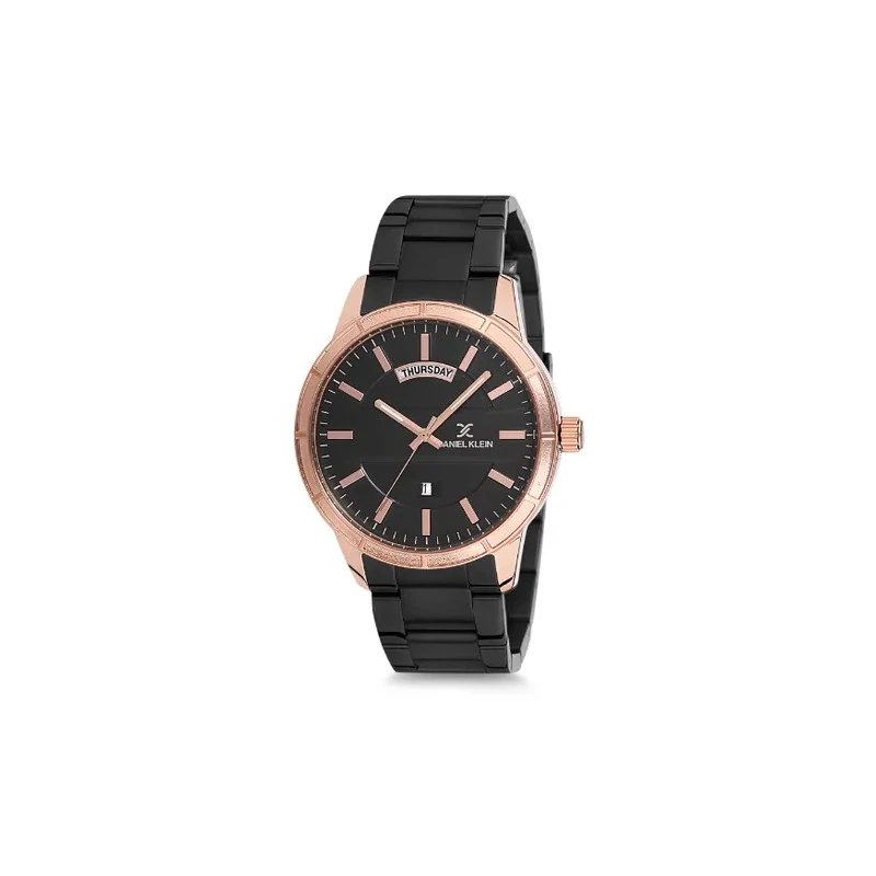 Relógio Analógico Masculino Daniel Klein Premium DK12215-2 - Preto e Rosa Ouro