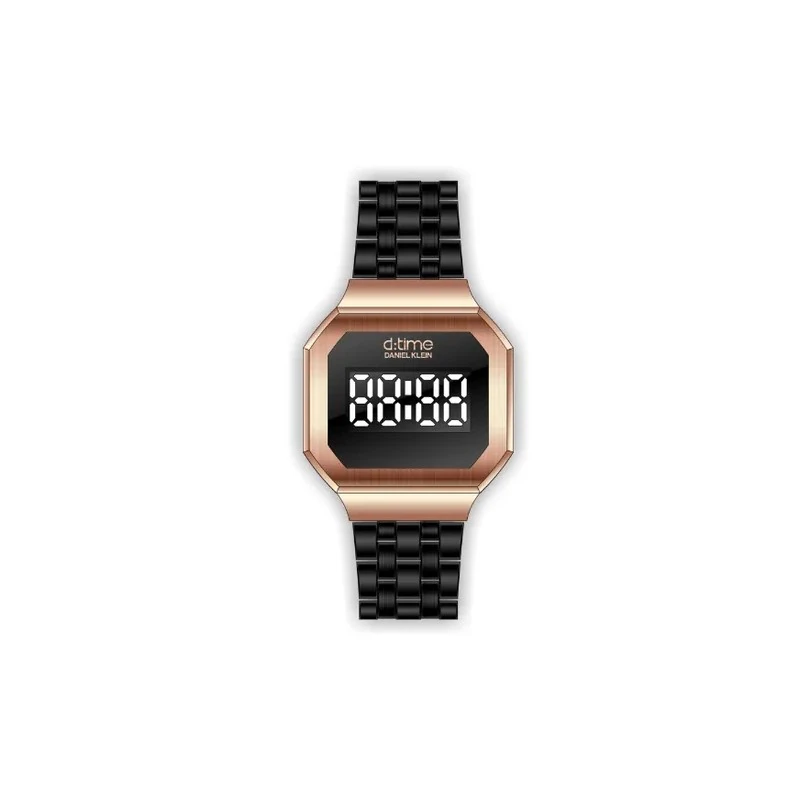 Relógio Digital Feminino Daniel Klein D:Time DK.1.12464-5 - Rosa Ouro e Preto
