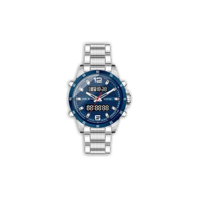 Relógio Digital Masculino Daniel Klein D:Time DK.1.12408-3 - Prata e Azul