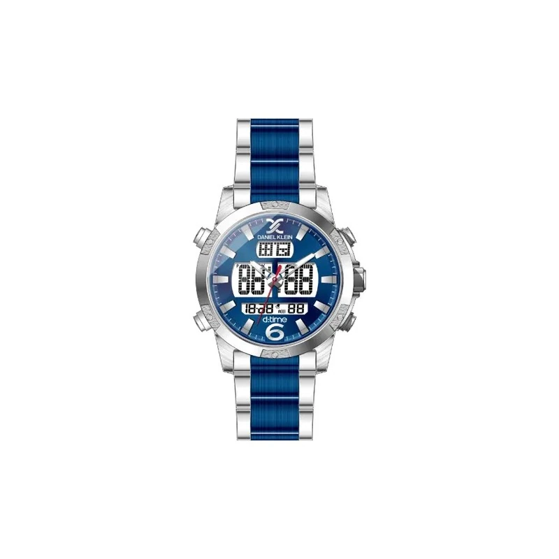 Relógio Digital Masculino Daniel Klein D:Time DK.1.12437-3 - Prata e Azul