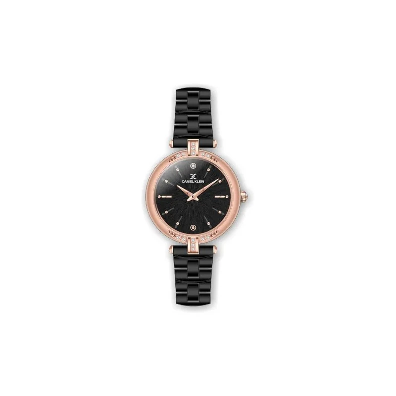 Relógio Analógico Feminino Daniel Klein Premium DK.1.12320-2 - Preto e Dourado Rosa
