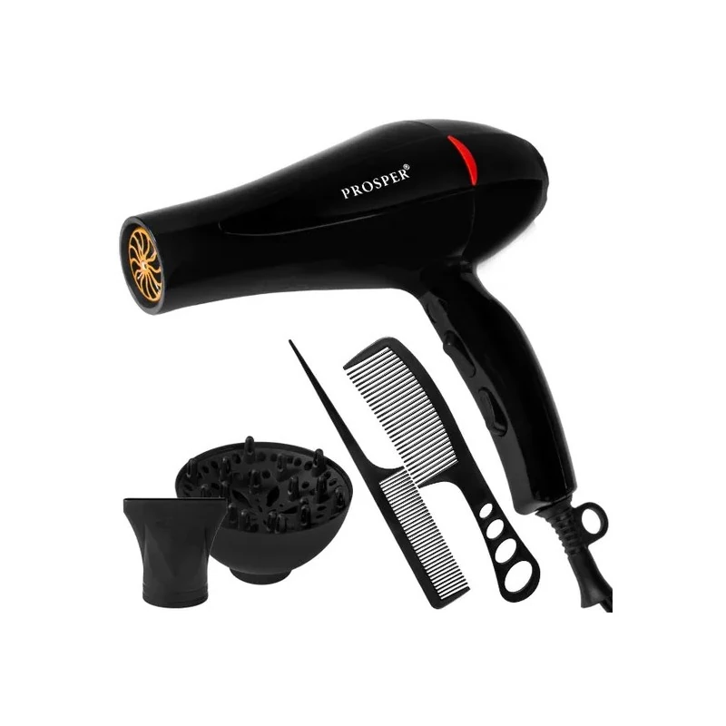 Secador de Cabelo Prosper P-6601 / 2800W / 2 Velocidades / 3 Temperaturas / 220-240V ~ 50/60HZ - Preto