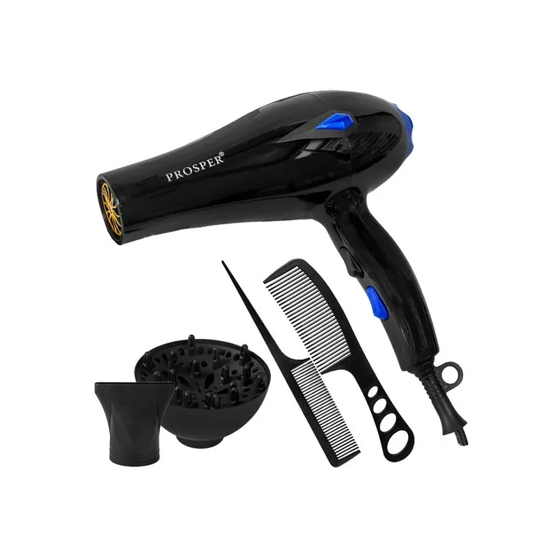 Secador de Cabelo Prosper P-6602 / 2800W / 3 Temperaturas / 2 Velocidades / 110V ~ 60HZ - Preto/Azul