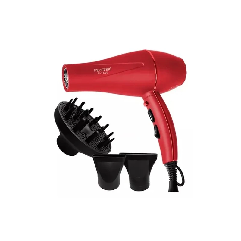 Secador de Cabelo Prosper P-7600 / 7000W / 3 Temperaturas / 2 Velocidades / 220-240V ~ 50/60 HZ - Vermelho
