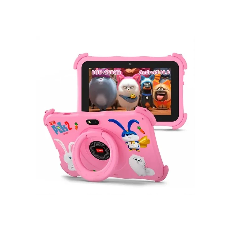 Tablet Infantil C Idea CM89 para Criança / 8GB + 256GB / Tela 7" / Wifi / Bluetooth / GPS / 5000MAH / 2.0MP+5.0MP / Android 16.0 - Rosa