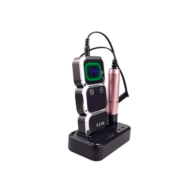 Jogo de Torno para Unhas Luo LU-4679 / 36W / Recarregável / 45000RPM / 110-240V ~ 50/60HZ - Preto/Prata