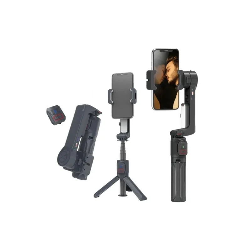 Tripé para Celular Estabilizador Abc A3041-A10 / Recarregável / com LED - Preto