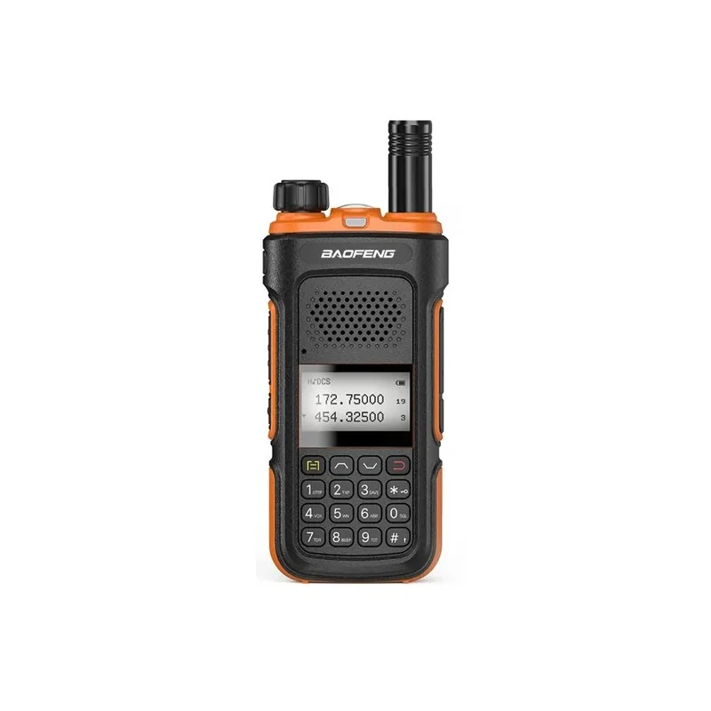 Rádio Walkie Talkie Baofeng BF-UV10L Amador / 1.44" / 5W / 7.4V / 128 Canais - Preto/ Laranja